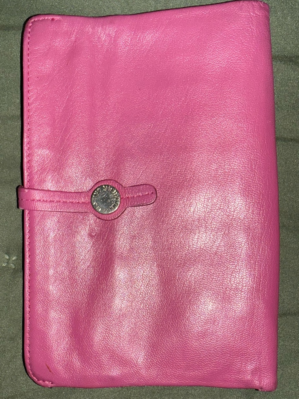 Valentino Michelle Hot Pink Leather Snap Wallet with Logo Disc